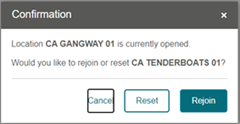 This figure shows the Tender Boat Confirmation Options