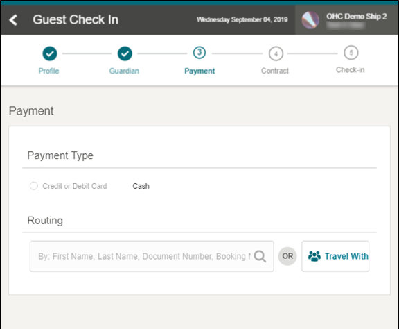 This figure shows the Mobile Check-In Payment Page