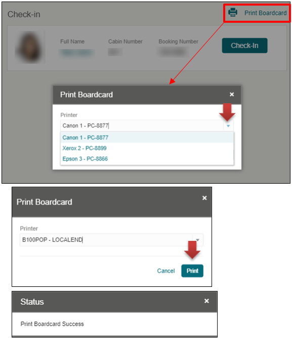 This figure shows the Print Board Card function.