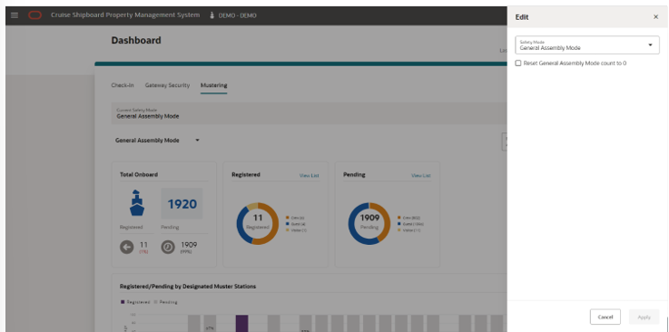 This figure shows the Mustering Edit Drawer