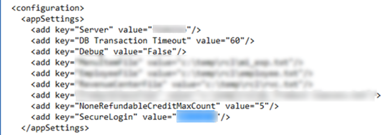 This figure shows an example of the QCI Sync WebService Configuration file.