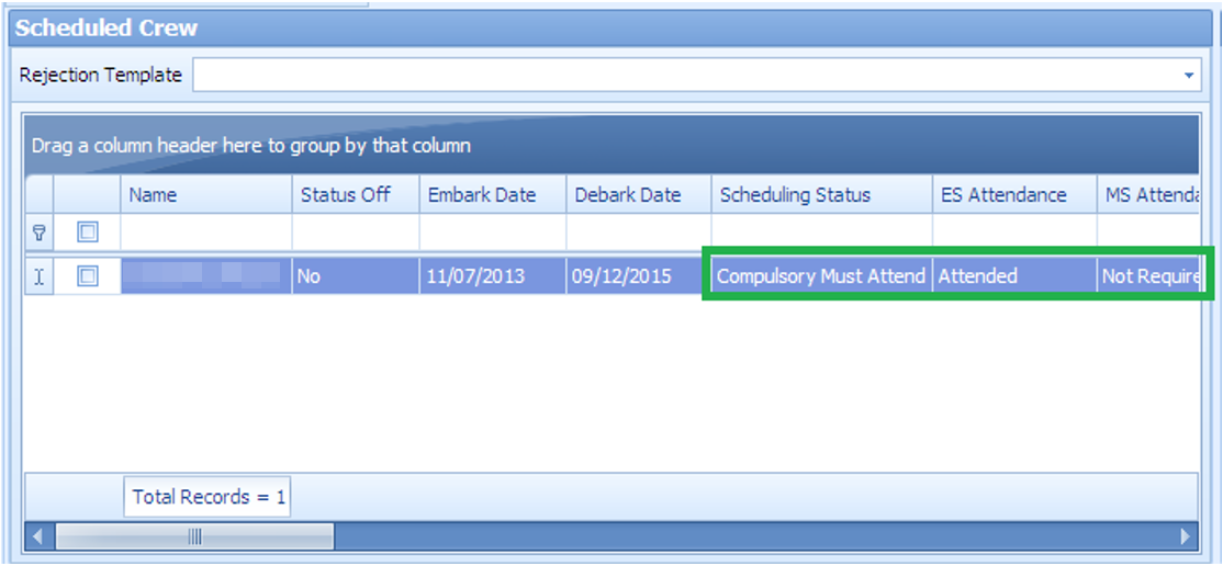 This figure shows the drill status in Scheduled Crew section.