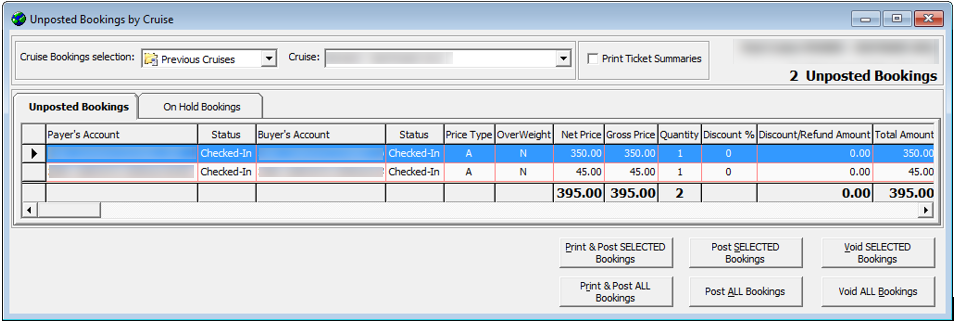 This figure shows the Unposted Bookings by cruise. This figure shows the Unposted Bookings by cruise.