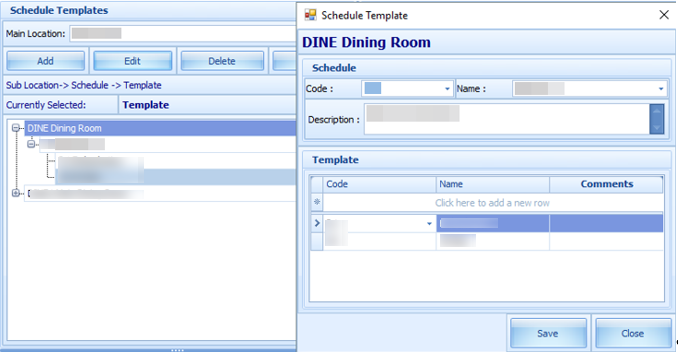 This figure shows the Schedule Templates form.