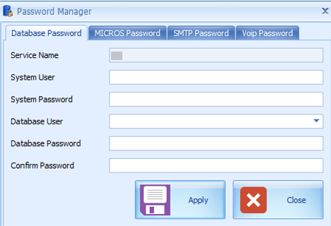 This figure shows the Password Manager Window This figure shows the Password Manager Window