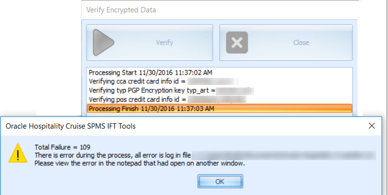 This figure shows the database verification and warning error prompt during the process. This figure shows the database verification and warning error prompt during the process.