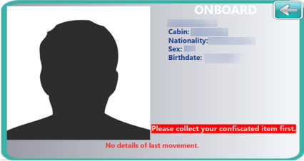 This figure shows the Reminder for Collection of Confiscated Item for Departing Passenger