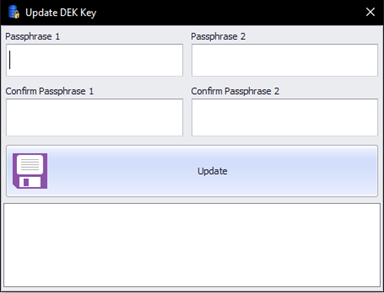 This figure shows the Encryption Passphrase Update form