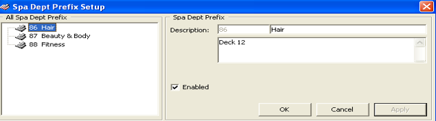 This figure shows the Spa Dept Prefix Setup