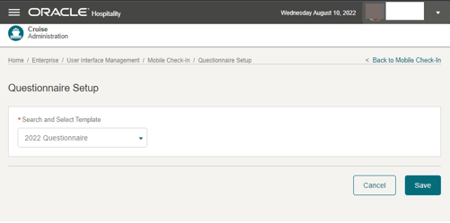 This figure shows the Questionnaire Setup Page This figure shows the Questionnaire Setup Page
