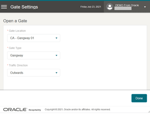 This figure shows the Gangway Settings This figure shows the Gangway Settings