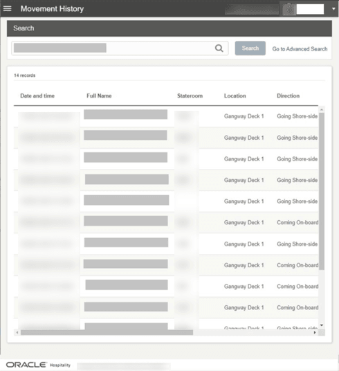 This figure shows the Movement History Page