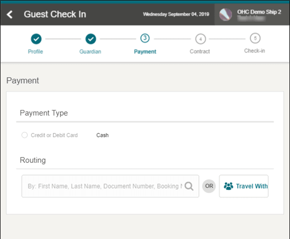 This figure shows the Mobile Check-In Payment Page