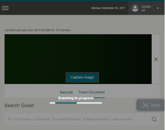 This figure shows the Capture Image Option and Scanning in Progress