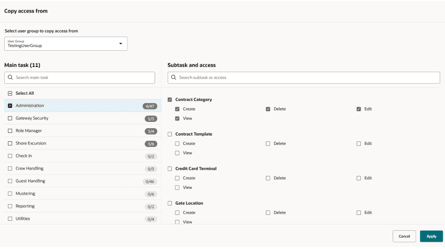 This figure shows the Copy Access From (Apply Enabled After Main Task Selected)