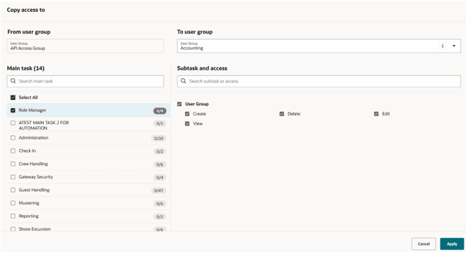 This figure shows the Copy Access To