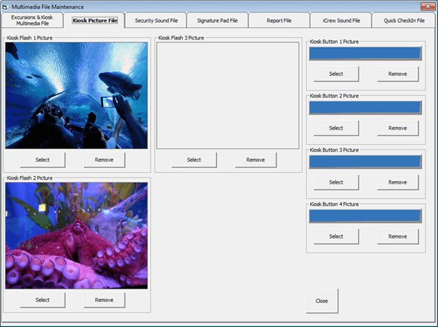 This figure shows the set up window for Multimedia Files use in Excursion, Kiosk, Signature Pad, Advance Quick Check-In and many more.