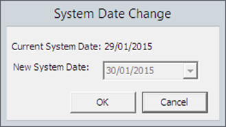 This figure shows the System Date Change prompt This figure shows the System Date Change prompt
