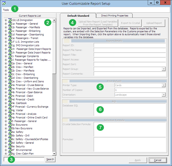 This figure shows the configuration window to setup a report and its required parameters This figure shows the configuration window to setup a report and its required parameters