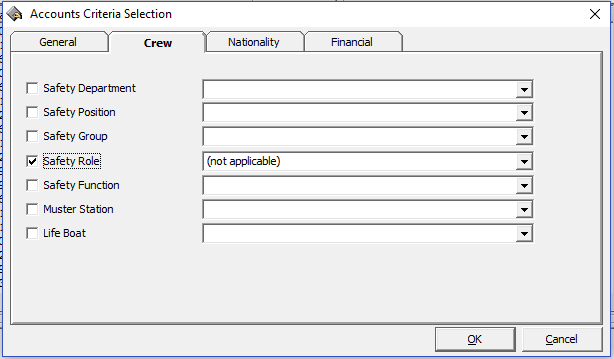 Account Selection Selecting Account Using Criteria Option
