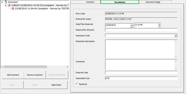 This figure shows the Comment Resolution Tab This figure shows the Comment Resolution Tab