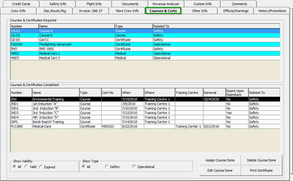 This figure shows the Courses & Certificates Tab This figure shows the Courses & Certificates Tab