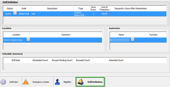 This figure shows the Drill Definition Tab