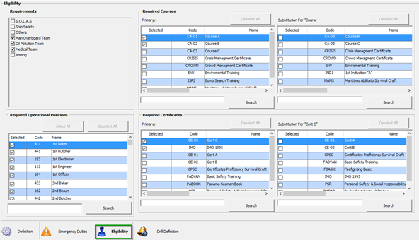 This figure shows the Eligibility Tab