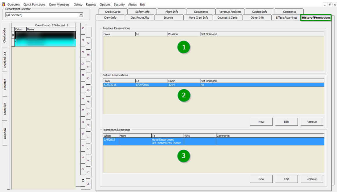 This figure shows the History/Promotion Tab This figure shows the History/Promotion Tab