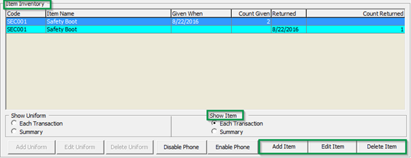 This figure shows the Item Inventory This figure shows the Item Inventory