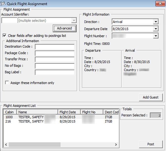 This figure shows the Quick Flight Assignment This figure shows the Quick Flight Assignment