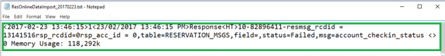 This figure shows the sample message of UCIData when the parameter value of ‘Only Process UCIData With Account Check In Status’ is set to 0 and option is checked in the application.