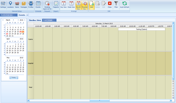 This figure shows the Events in Timeline View.