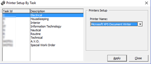 This figure shows the Task Printer Assignment