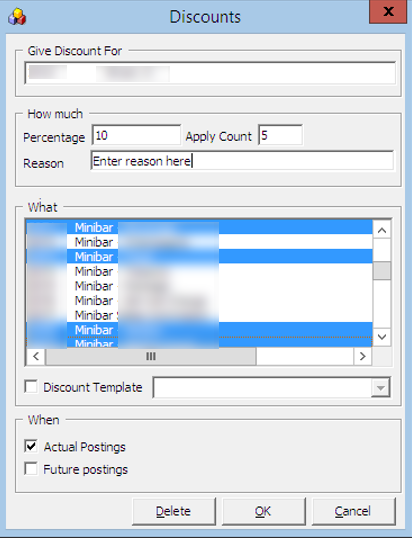 This figure shows the Criteria Discounts Window