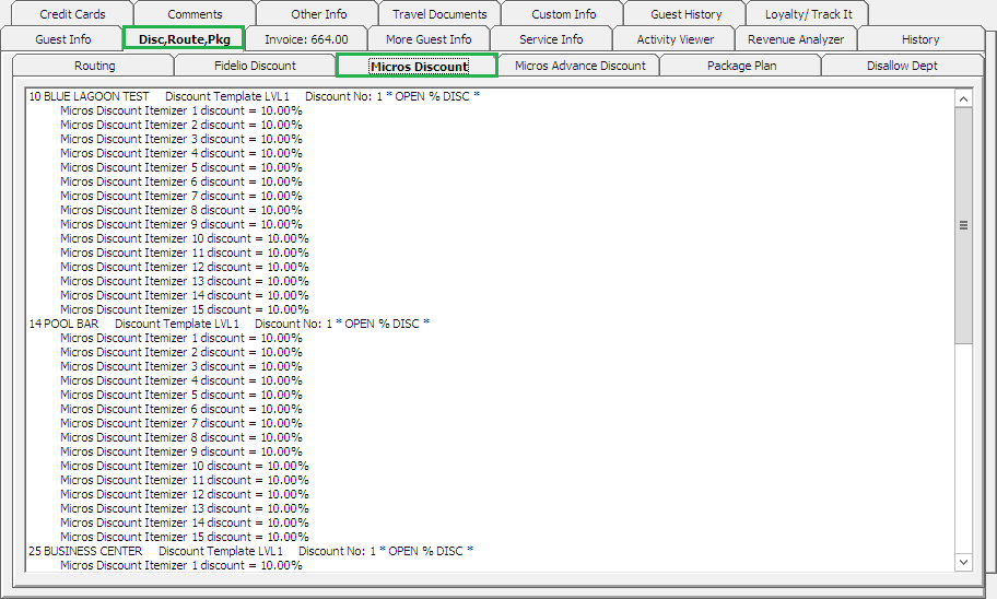 This figure shows the Disc, Route, Pkg — Micros Discount This figure shows the Disc, Route, Pkg — Micros Discount