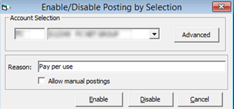 This figure shows the Enable/Disable Posting Selection