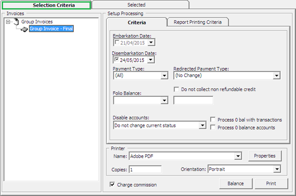 This figure shows the Group Quick Billing Window