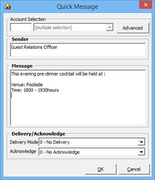 This figure shows the Quick Message Form