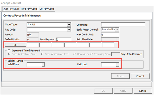 The figure shows the GL Entry Fields window. The figure shows the GL Entry Fields window.