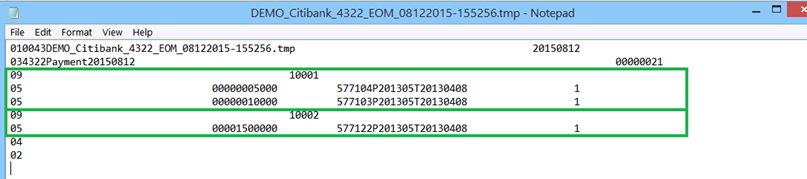 The figure shows a sample transfer file for multiple Salary@Sea transactions.