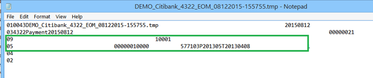 The figure shows a sample transfer file for a single Salary@Sea transaction.