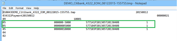 The figure shows a sample transfer file for a voided Salary@Sea transaction.