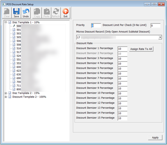 This figure shows the POS Discount Rate Setup This figure shows the POS Discount Rate Setup