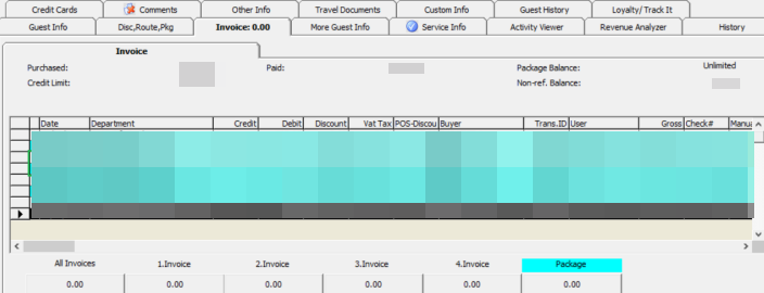 This figure shows the Package Plan Invoice Screen