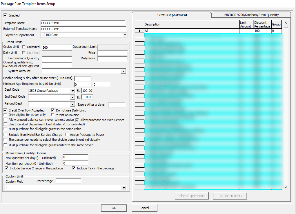 This figure shows the Package Plant Template - Item Setup This figure shows the Package Plant Template - Item Setup