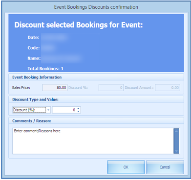 This figure shows the Booking Discounts confirmation form. This figure shows the Booking Discounts confirmation form.