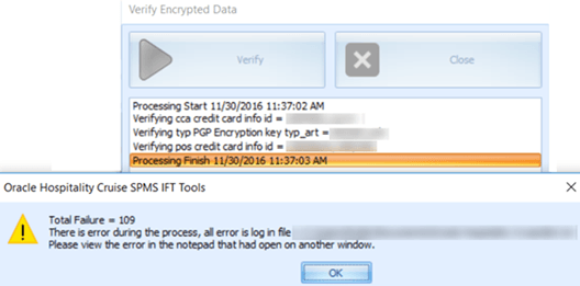 This figure shows the database verification and warning error prompt during the process.
