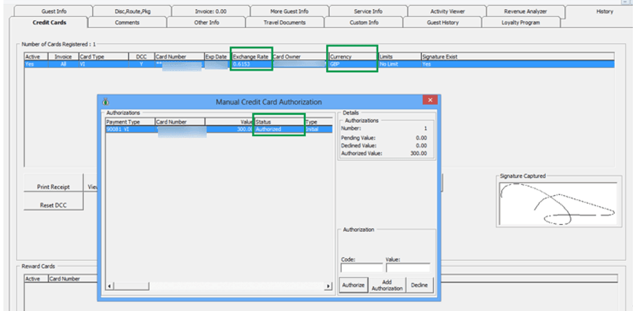 This figure shows the OHC Management — Credit Card Tab This figure shows the OHC Management — Credit Card Tab
