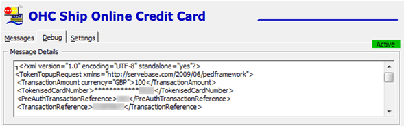 This figure shows the Response Message of Send Authorization in Debug Details This figure shows the Response Message of Send Authorization in Debug Details